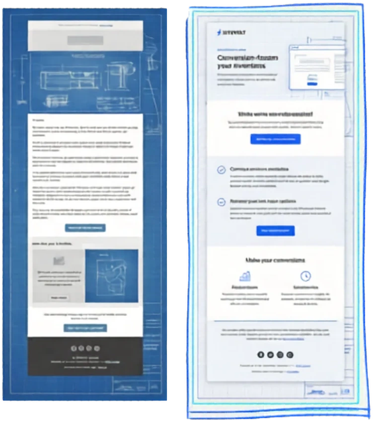 Side-by-side before and after of a mobile-first website rebuild